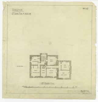Drawing of second floor plan before alterations, Middleton House.
