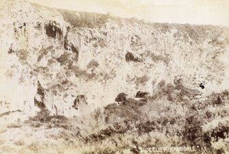 General view of rugged cliff landscape, titled ' BLue Cliff Karridale'. 
PHOTOGRAPH ALBUM NO.116: D M TURNBULL
