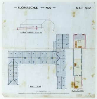 Roof plan, plans and section of lofts.