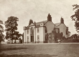 View of Ferguslie House, Paisley, showing front of the mansion and adjacent buildings.