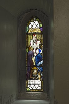 Baptistry, detail of small stained glass window