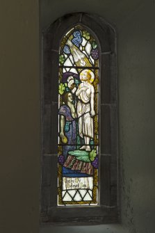 Baptistry, detail of small stained glass window