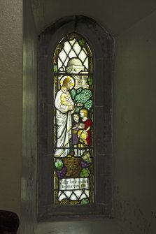Baptistry, detail of small stained glass window