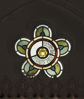 Detail of small stained glass window 'Goodwill Toward Men'