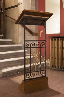 Under gallery area, view of lectern