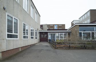 Thurso High School, Ormlie Road. South east entrance, general view from south