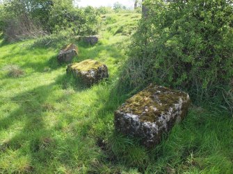 Concrete blocks close to the foot of the scarp