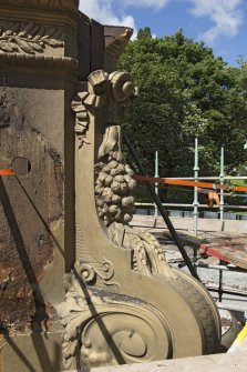 Detail of buttress with festoon decoration