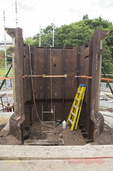 View inside fountain with one rear panel removed. This