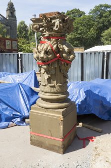 View showing central column removed from fountain.