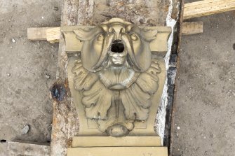 Detail of griffin spout from secondary bowl.