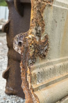 Detail showing corrosion at edge of quarter of box casting.