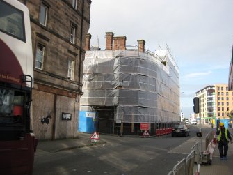 View of restoration works underway at former North British Rubber Works, Gilmore Park, Edinburgh, from north-east