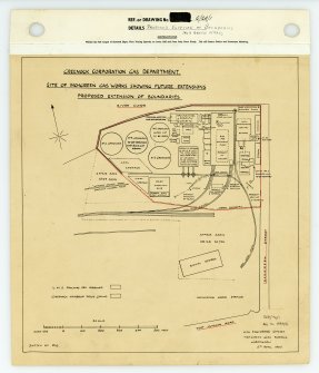Greenock Inchgreen Gasworks
Unfinished site plan of gasworks indicting proposed extension