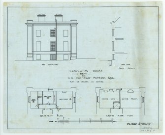Floor Plans, back and side elevations and cross section A-B