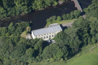 Oblique aerial view of Stonebyres hydroelectric power station.