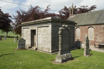 General view of Farquharson of Baldovie Burial aisle taken from the south east.