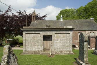 General view of Farquharson of Baldovie Burial aisle taken from the south.