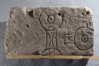 Pictish symbol stone fragment (including scale)