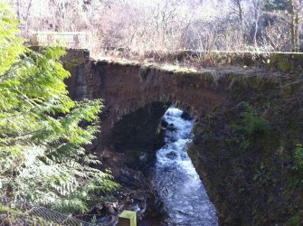 View showing W-facing elevation and recent collapse of the bridge.