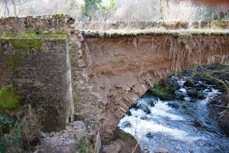 View showing W-facing elevation, buttress and recent collapse of the bridge.