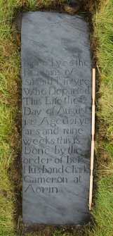 Grave slab, Susan McIntyre (died 1812), including scale