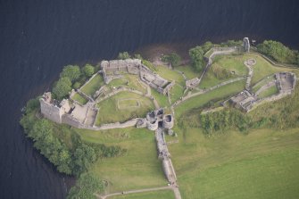 Urquhart Castle, oblique aerial view.