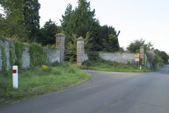 Entrance gatepiers from south east.