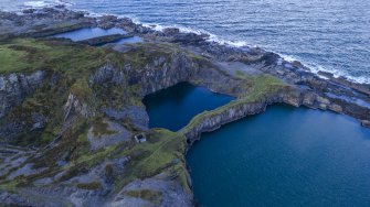 Oblique aerial view of west quarries