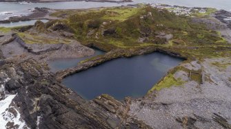 Oblique aerial view of quarries An Toll Mar Luaty and An Lub Chlear