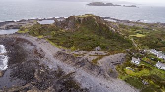 Oblique aerial view of the west end of the island