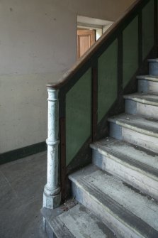 Ground floor. Hall & stair. Detail of newel.