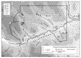 Distribution map of prehistoric and early medieval settlement.