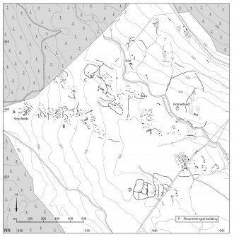 Plan of archaeological landscape at Ballinloan Burn