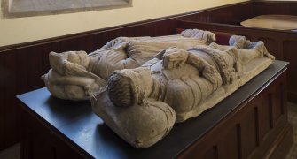 View of effigies reputedly of 1st Lord Borthwick ( died 1483 ) and his wife.