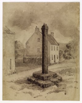 View of the market cross at Oldhamstocks, with no ball finial.