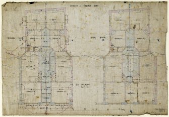 Drawing showing ground and first floor plans for offices, Victoria Road, Dundee.