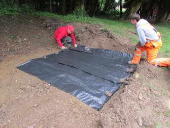 Area of Graves being covered in geotextile