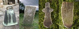 Early medieval bell and stones at Eilean Fhianain (composite image)