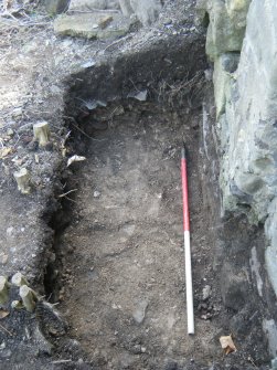 Trench 2. Floor horizon defined by layer of crumbly mortar (011), direction  W