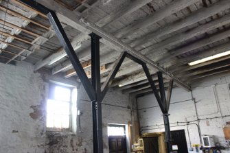 View of the steel celiing supports in Building C, direction facing N