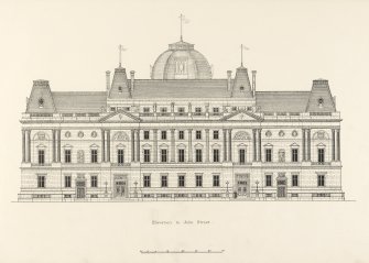 Drawing of elevation to John Street, Glasgow Municipal Buildings.