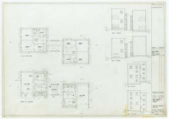 Galashiels, Langlee estate, housing development.
Type F, twin towers. Floor plans and elevations