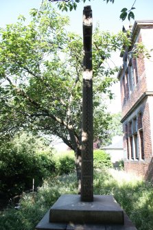 Memorial cross to the front of the school building