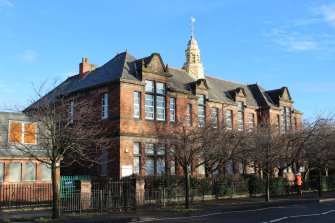 View of the Front S side of the school building, facing NE