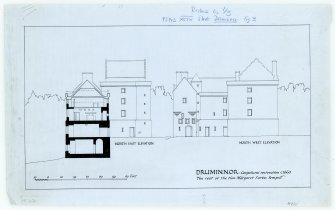Drawing showing NE and NW elevations, Druminnor Castle.