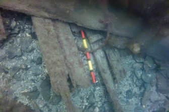 Photograph with detail of diver investigation onto the Iris