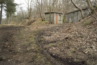 View from south along tramway to blockhouse and magazine