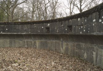 Detailed view of sheel recess on the internal facing wall of the southern 9.2-inch gun emplacement, looking east.
