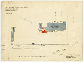 Site plan of Club House and Stables with proposed extension to Kitchen Wing